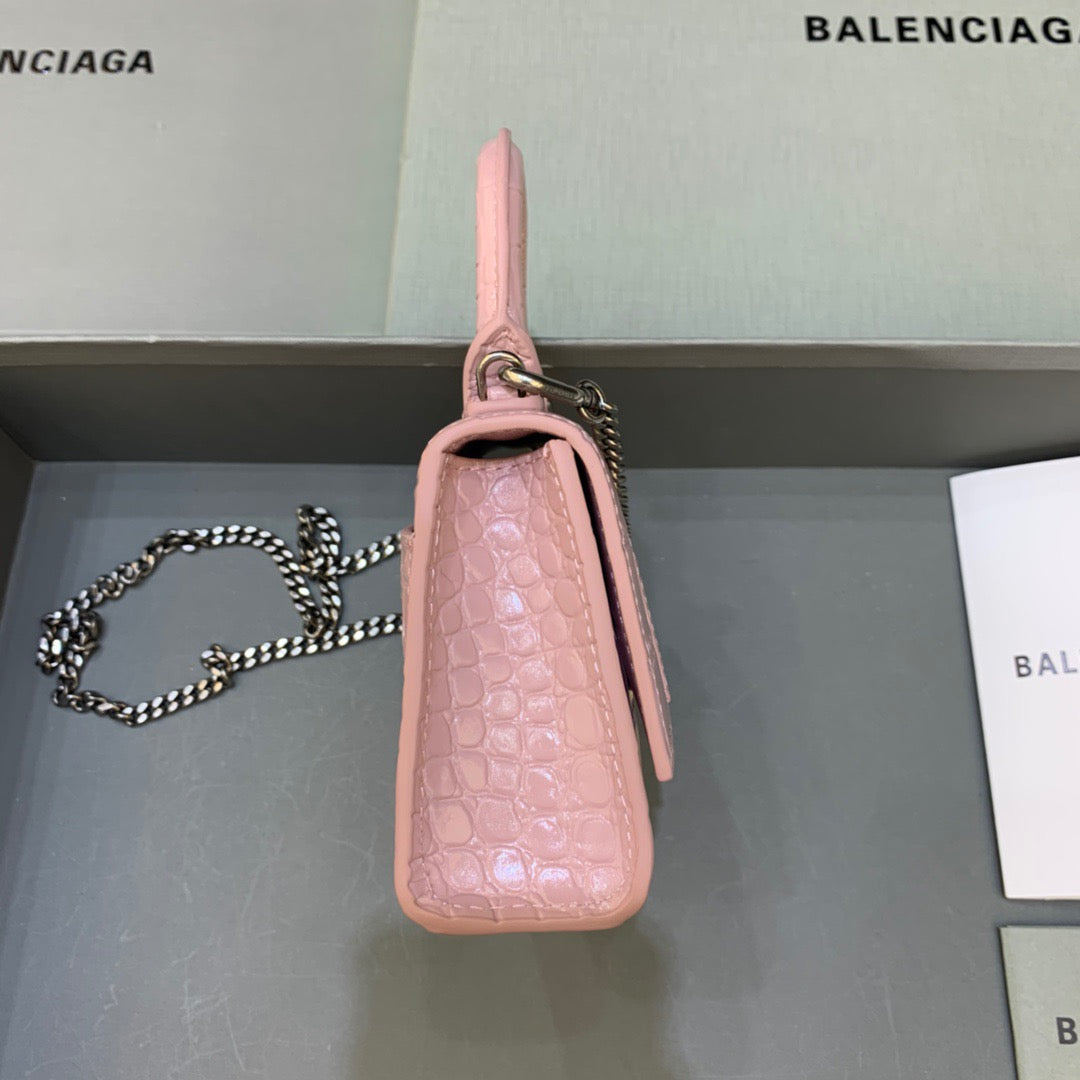 BLN-Ciaga Hourglass Mini Handbag With Chain In Light Pink, For Women,  Bags 4.7in/12LO