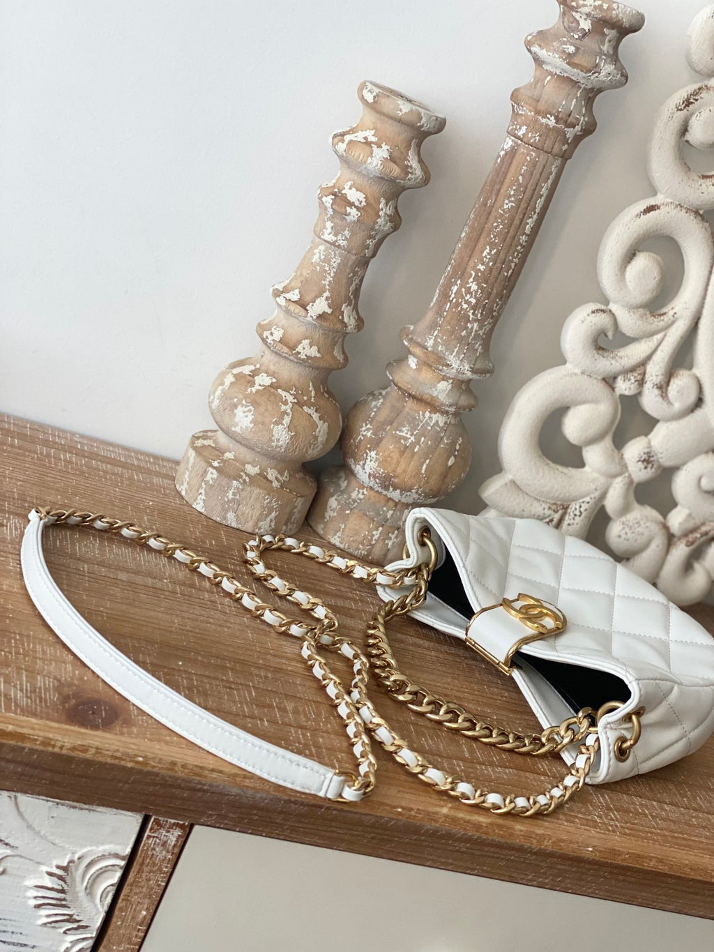 CHL - Small Hobo Bag Gold Hardware White For Women Handbags, Shoulder Bags 7.5in/19LO