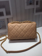 CHL - Front Logo Small Flap Bag Gold Hardware Apricot For Women Handbags, Shoulder Bags 8.2in/21LO AS1490