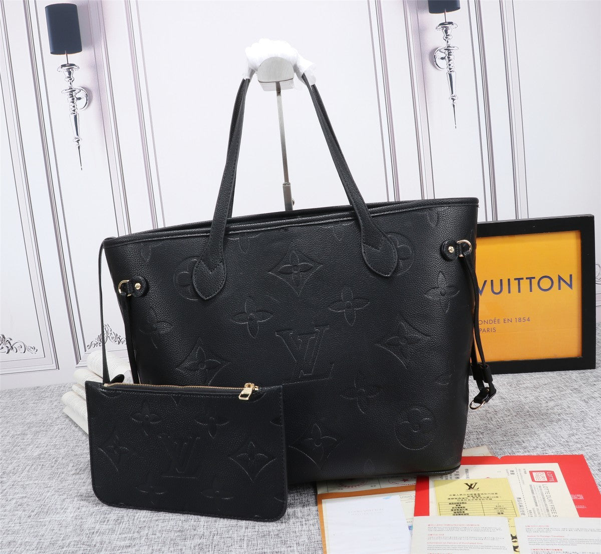 LU VI NeTLM -full MM -  Tote Bag Monogram Empreinte Black For Women, Handbags, Shoulder Bags 12.2in/31LO LV M45685