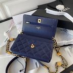 CHL - Small Flap Bag Gold Hardware Navy Blue For Women Handbags, Shoulder Bags 7.5in/19LO AP2840