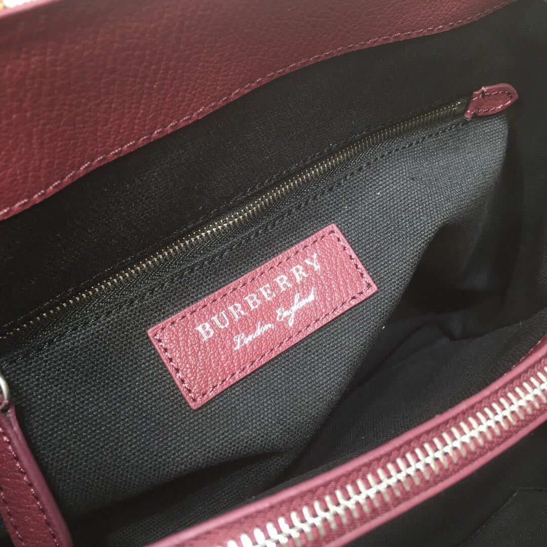 B-Berry - BB  House Check Derby Medium Banner Purse Tote Purple For Women, Women’s Bags 14in/35LO