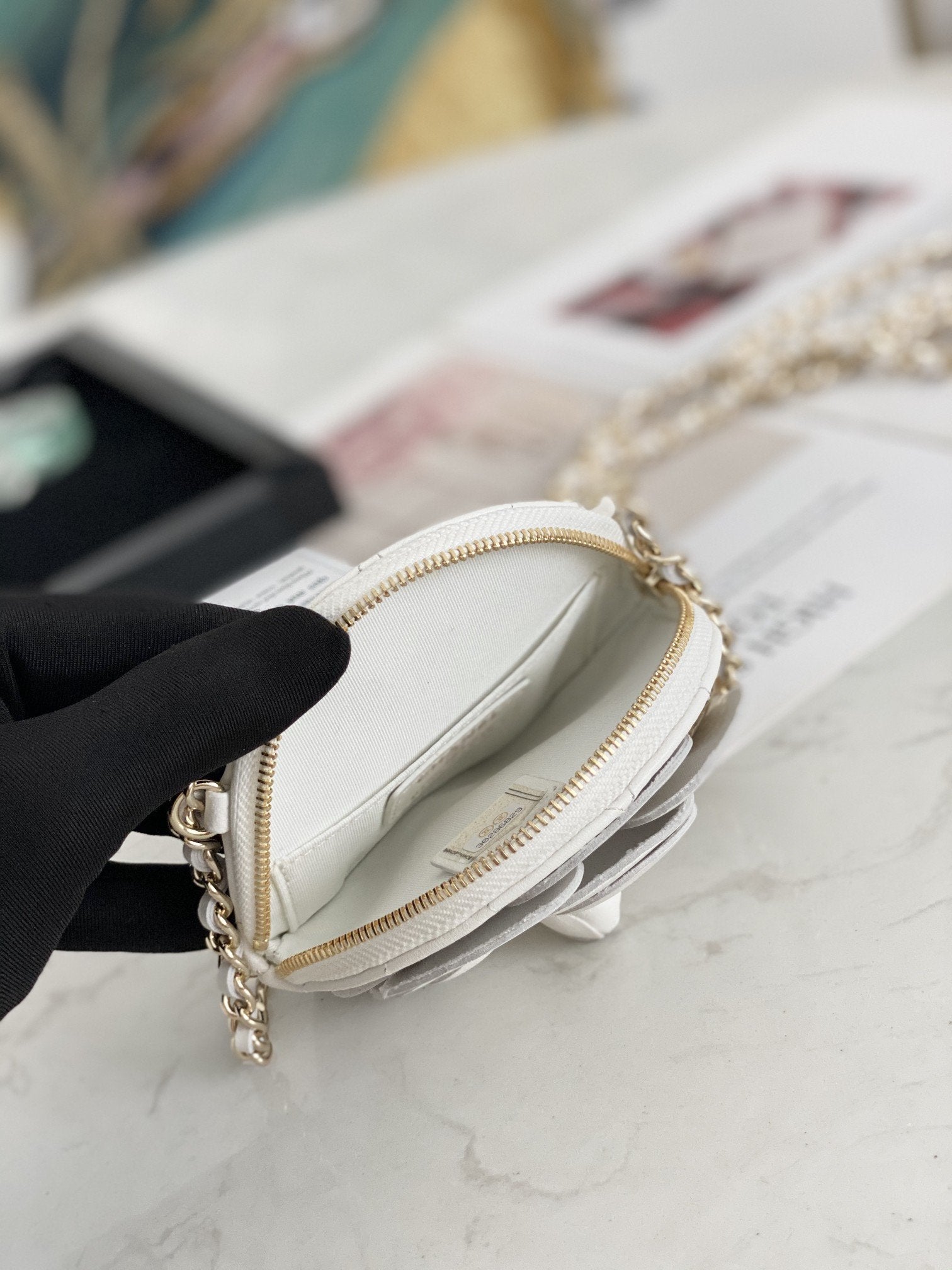 CHL -  Camellia Clutch With Chain White Bag For Women 11LO/4in
