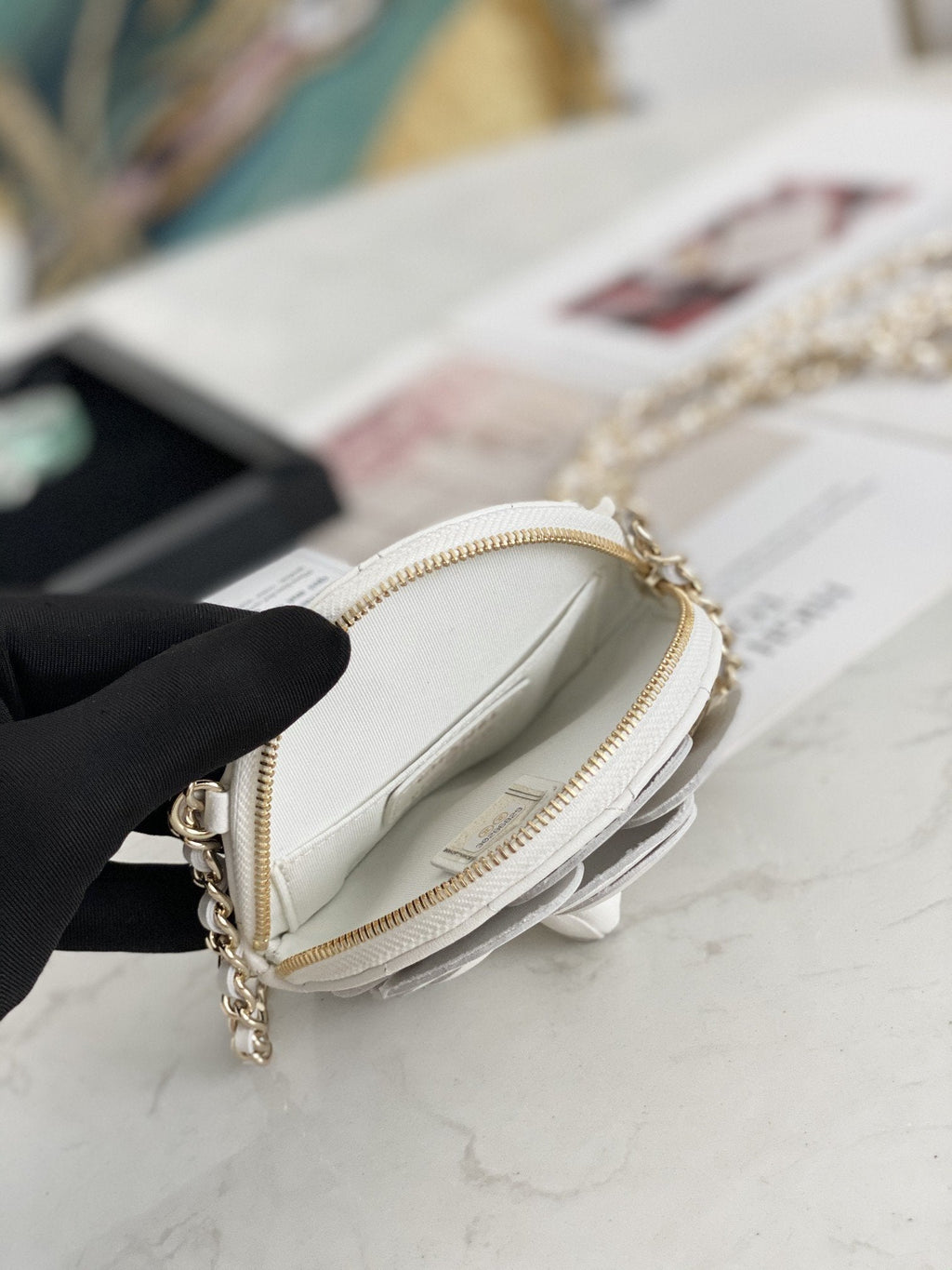 CHL -  Camellia Clutch With Chain White Bag For Women 11LO/4in