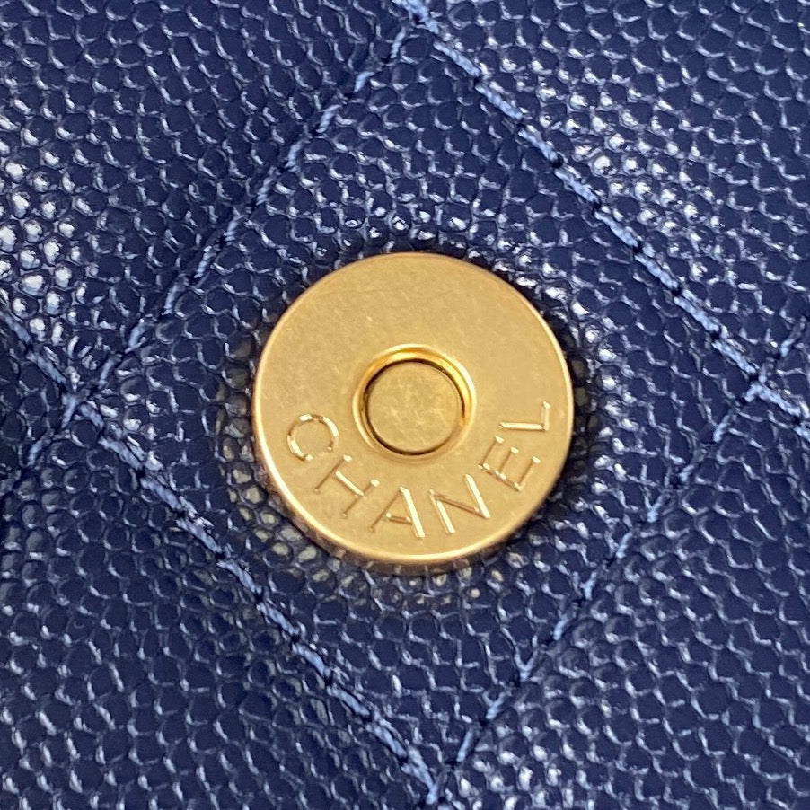 CHL -  Clutch With Chain Gold Hardware Grained Shinny Navy Blue For Women Handbags, Shoulder Bags 4.7in/12LO AP2857