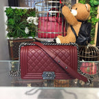 CHL -  Boy Handbag SilLusso Official - Hardware Burgundy For Women Bags, Shoulder And Crossbody Bags 9.8in/25LO A67086