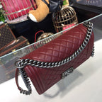 CHL -  Boy Handbag SilLusso Official - Hardware Burgundy For Women Bags, Shoulder And Crossbody Bags 9.8in/25LO A67086
