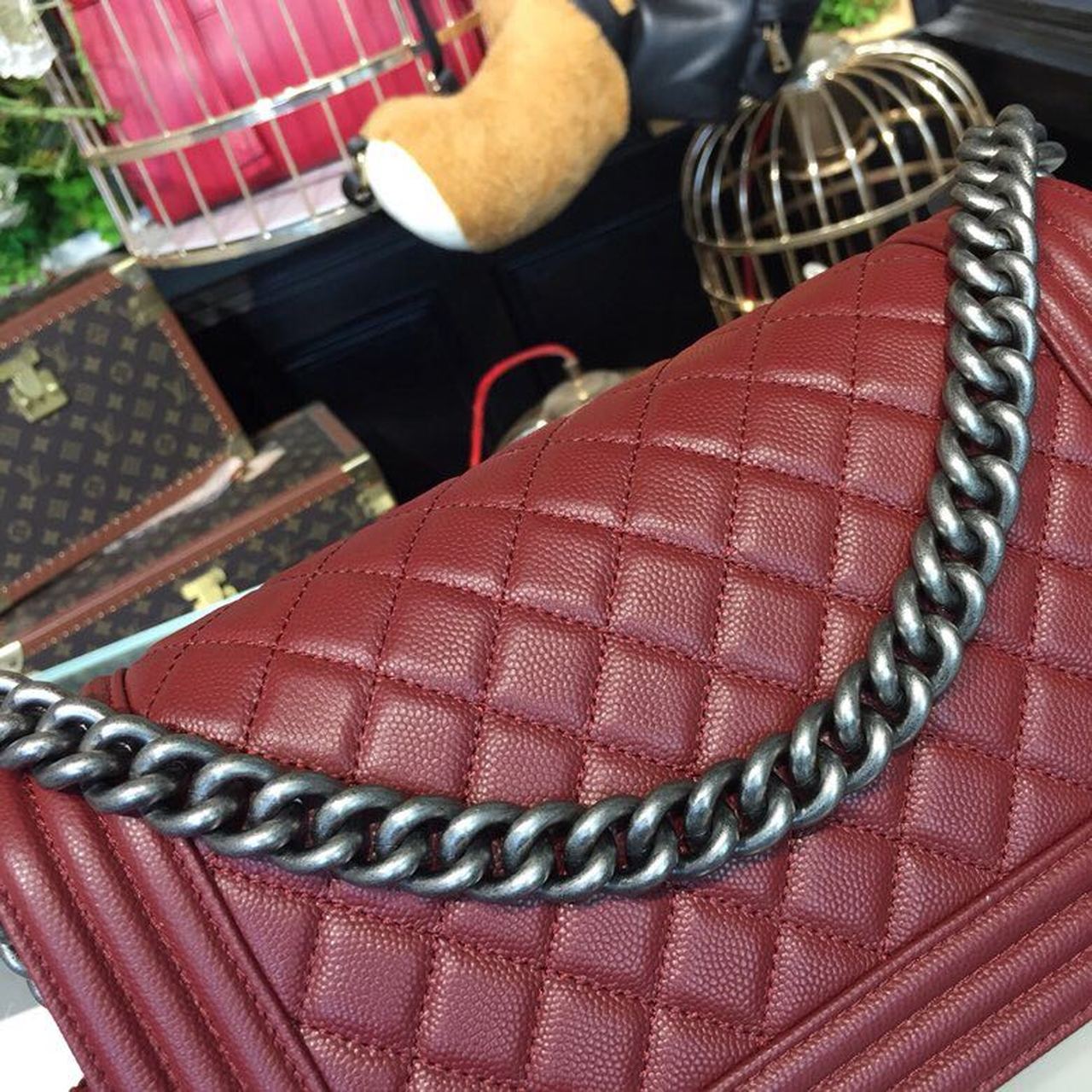 CHL -  Boy Handbag SilLusso Official - Hardware Burgundy For Women Bags, Shoulder And Crossbody Bags 9.8in/25LO A67086