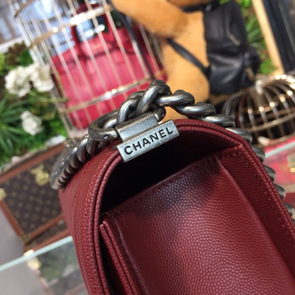 CHL -  Boy Handbag SilLusso Official - Hardware Burgundy For Women Bags, Shoulder And Crossbody Bags 9.8in/25LO A67086