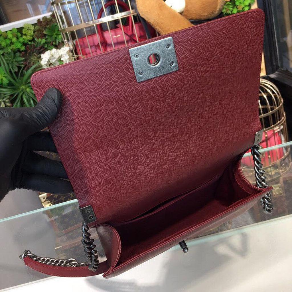 CHL -  Boy Handbag SilLusso Official - Hardware Burgundy For Women Bags, Shoulder And Crossbody Bags 9.8in/25LO A67086