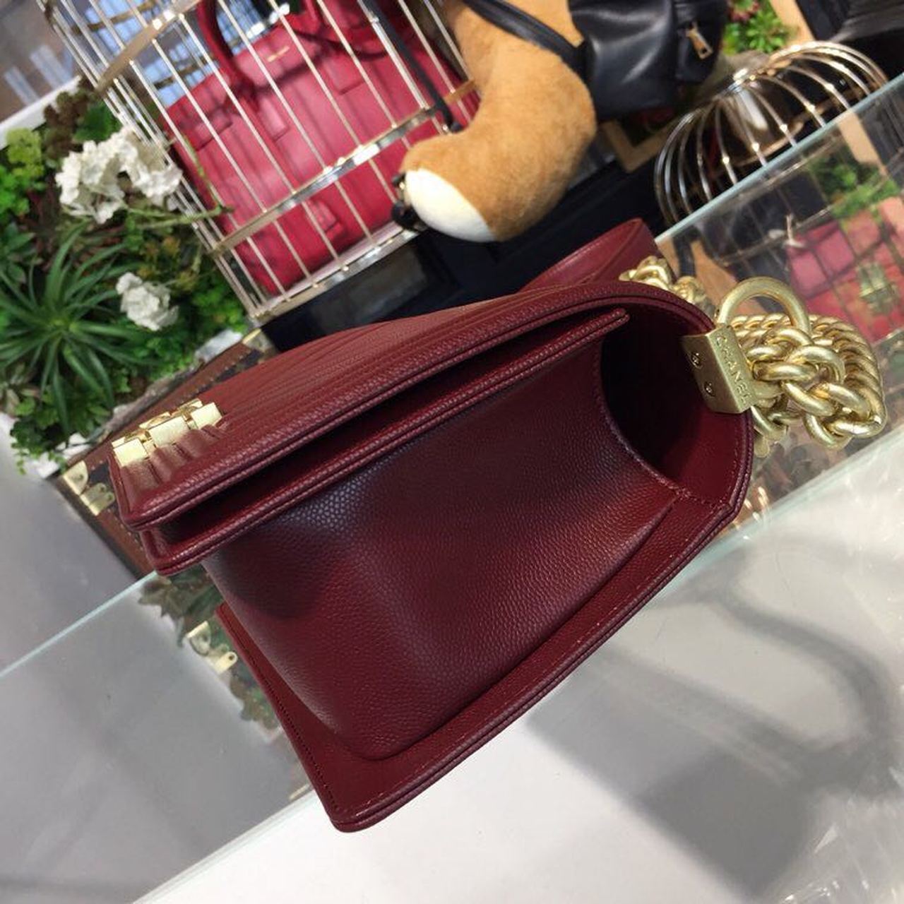 CHL -  Boy Handbag Gold Toned Hardware Burgundy For Women Bags, Shoulder And Crossbody Bags 9.8in/25LO A67086