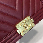 CHL -  Boy Handbag Gold Toned Hardware Burgundy For Women Bags, Shoulder And Crossbody Bags 9.8in/25LO A67086
