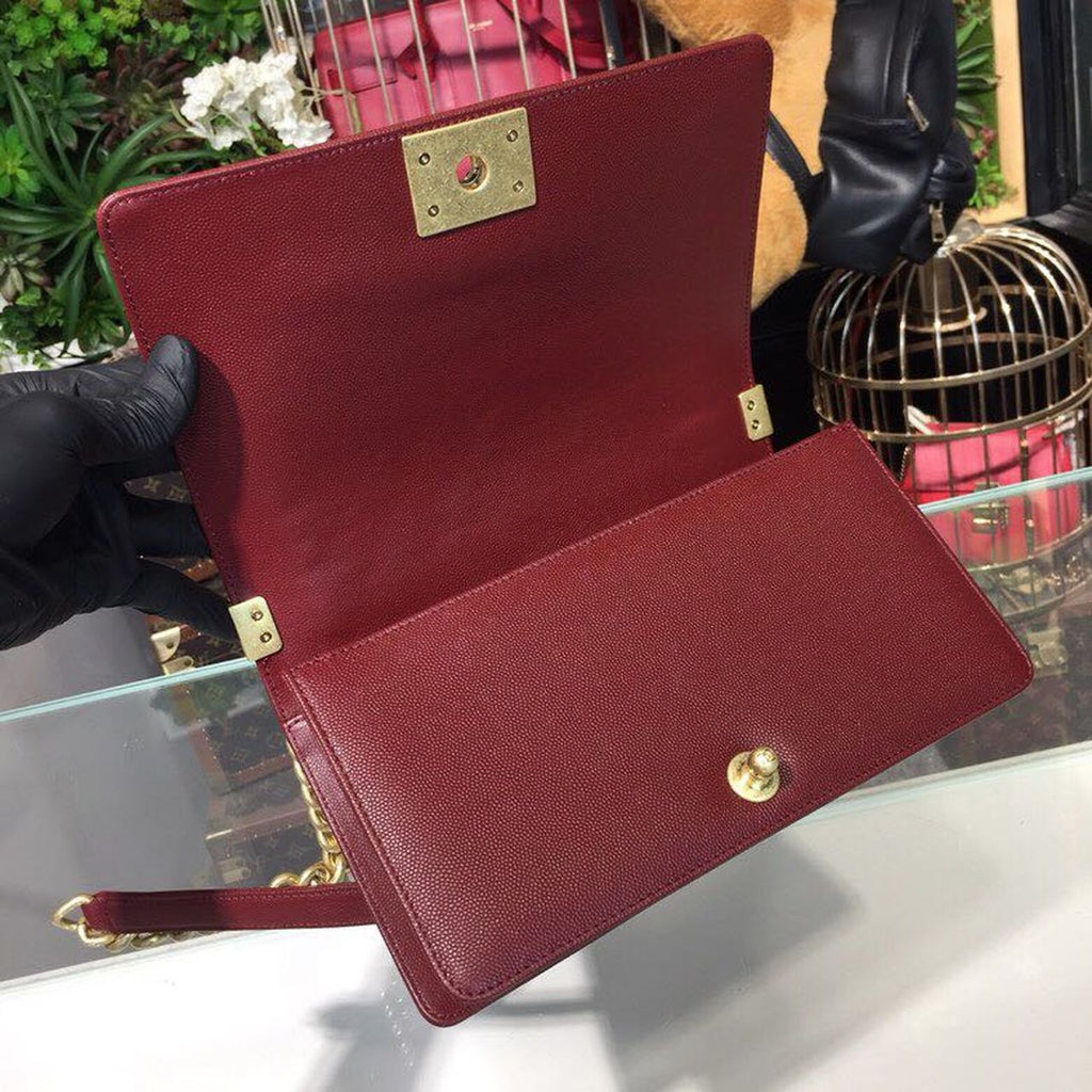 CHL -  Boy Handbag Gold Toned Hardware Burgundy For Women Bags, Shoulder And Crossbody Bags 9.8in/25LO A67086