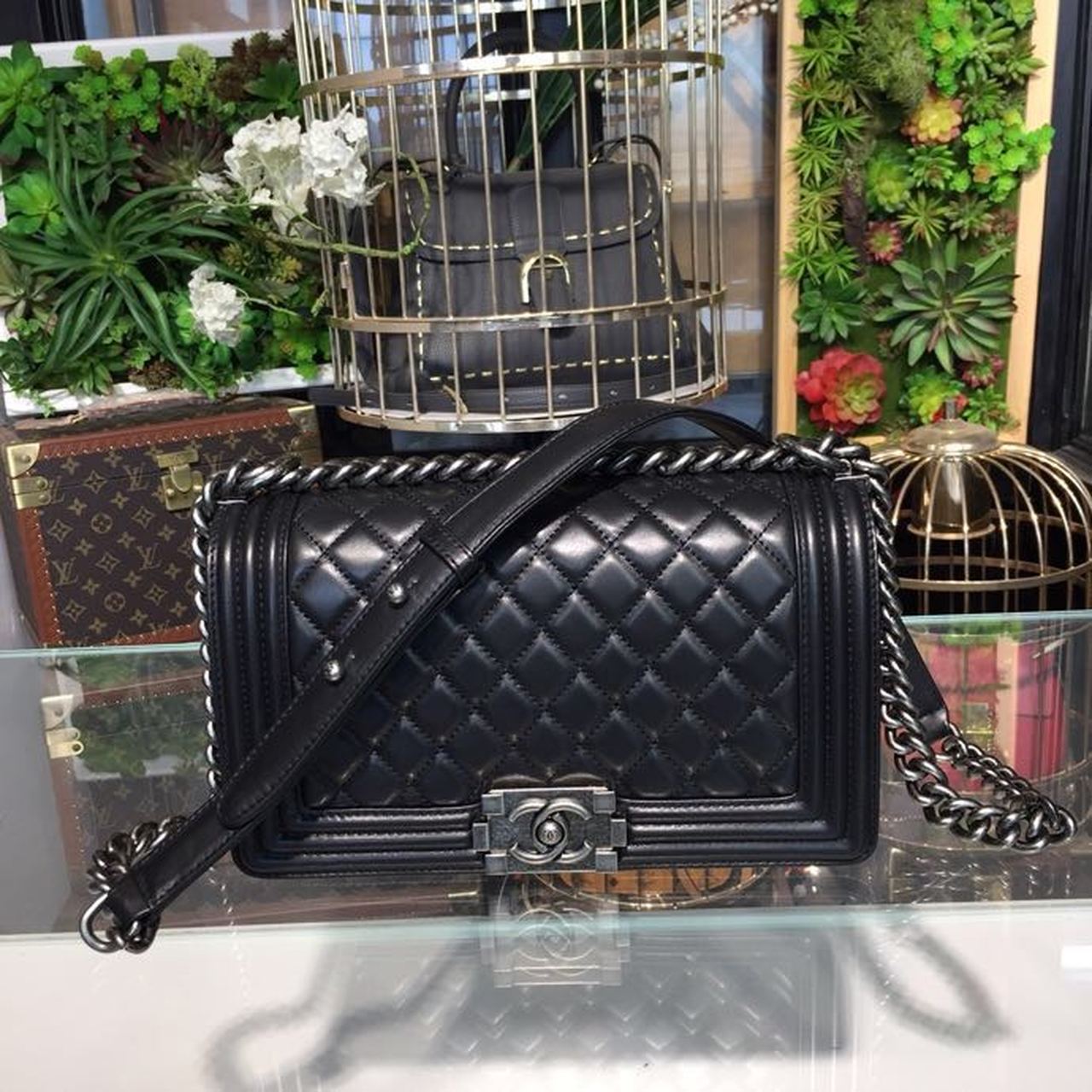 CHL -  Boy Handbag SilLusso Official - Hardware Black For Women Bags, Shoulder And Crossbody Bags 9.8in/25LO A67086