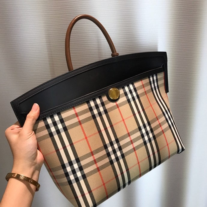 B-Berry - BB  Small  Check Society Top Handle Bag For Women, Bags 14.6in/37LO