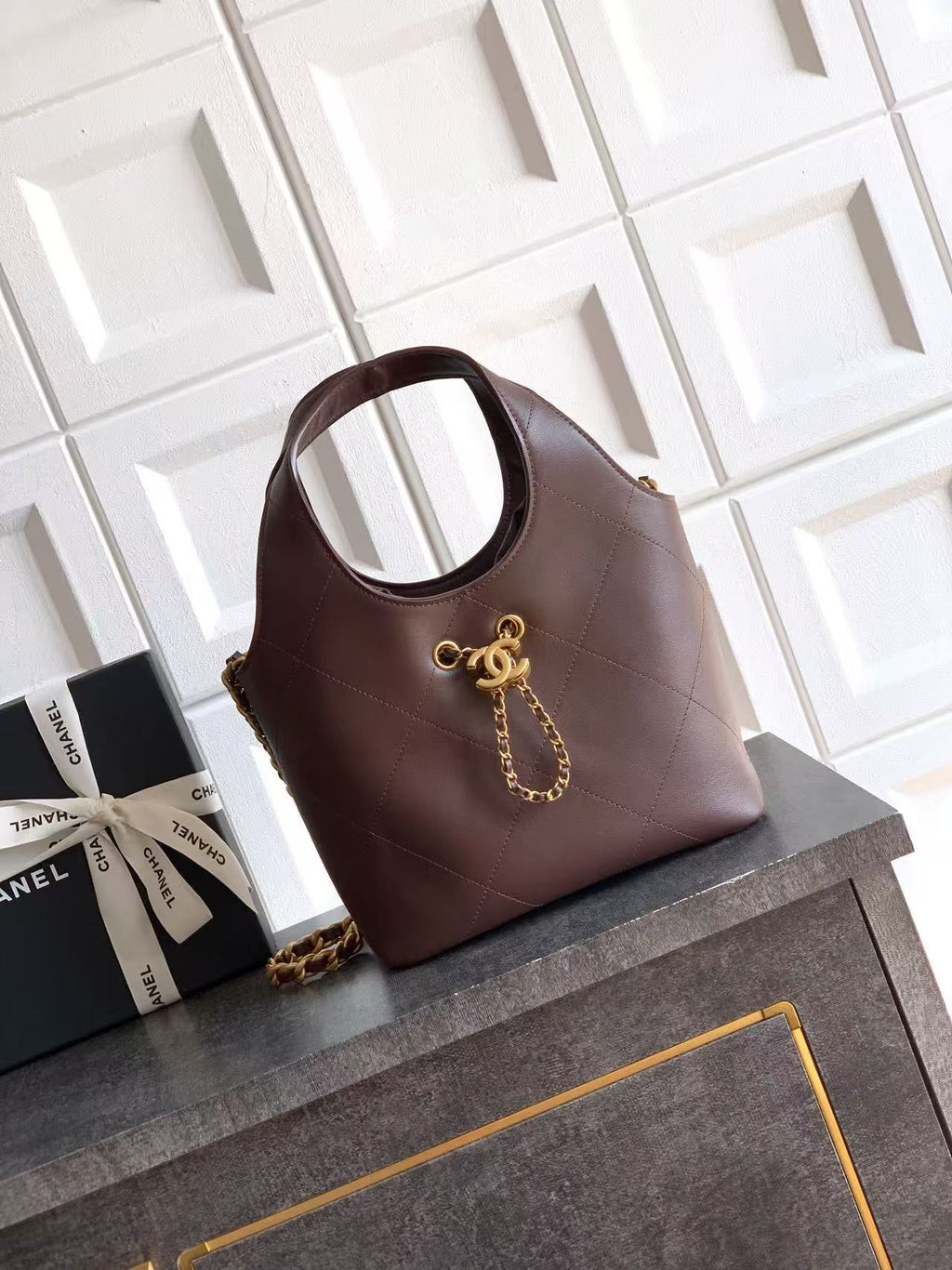 CC SS 2026 Small Shopping Bag Black Lambskin