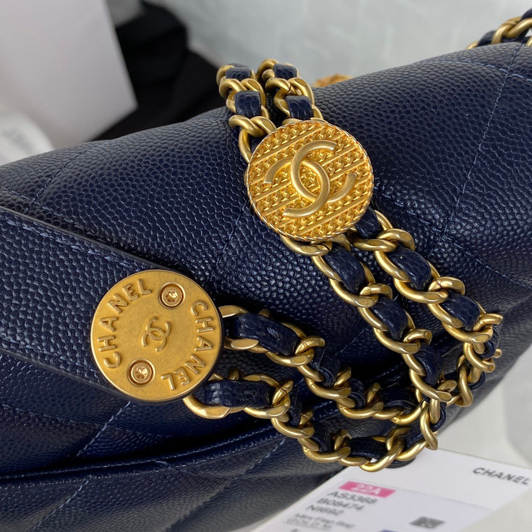 CHL - Mini Flap Bag With Top Handle Gold Hardware Navy Blue For Women Handbags, Shoulder Bags 7.9in/20LO AS2431 B08846 NJ532