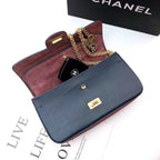 CHL - Maroon Medallion Nude Reissue 2.55 Classic 225 Flap Navy Blue Bag For Women 24LO/9.4in