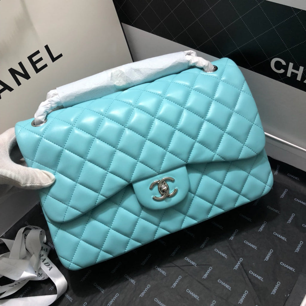 CHL - Large Classic Handbag SilLusso Official - Hardware Blue For Women Handbags, Shoulder Bags 11.8in/30LO