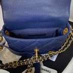 CHL - Mini Flap Bag With Top Handle Gold Hardware Navy Blue For Women Handbags, Shoulder Bags 7.9in/20LO AS2431 B08846 NJ532