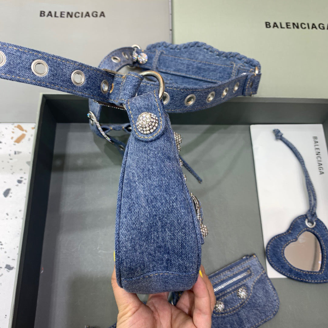 BLN-Ciaga Le Cagole XS Shoulder Bag In Blue Washed, For Women,  Bags 10.2in/26LO