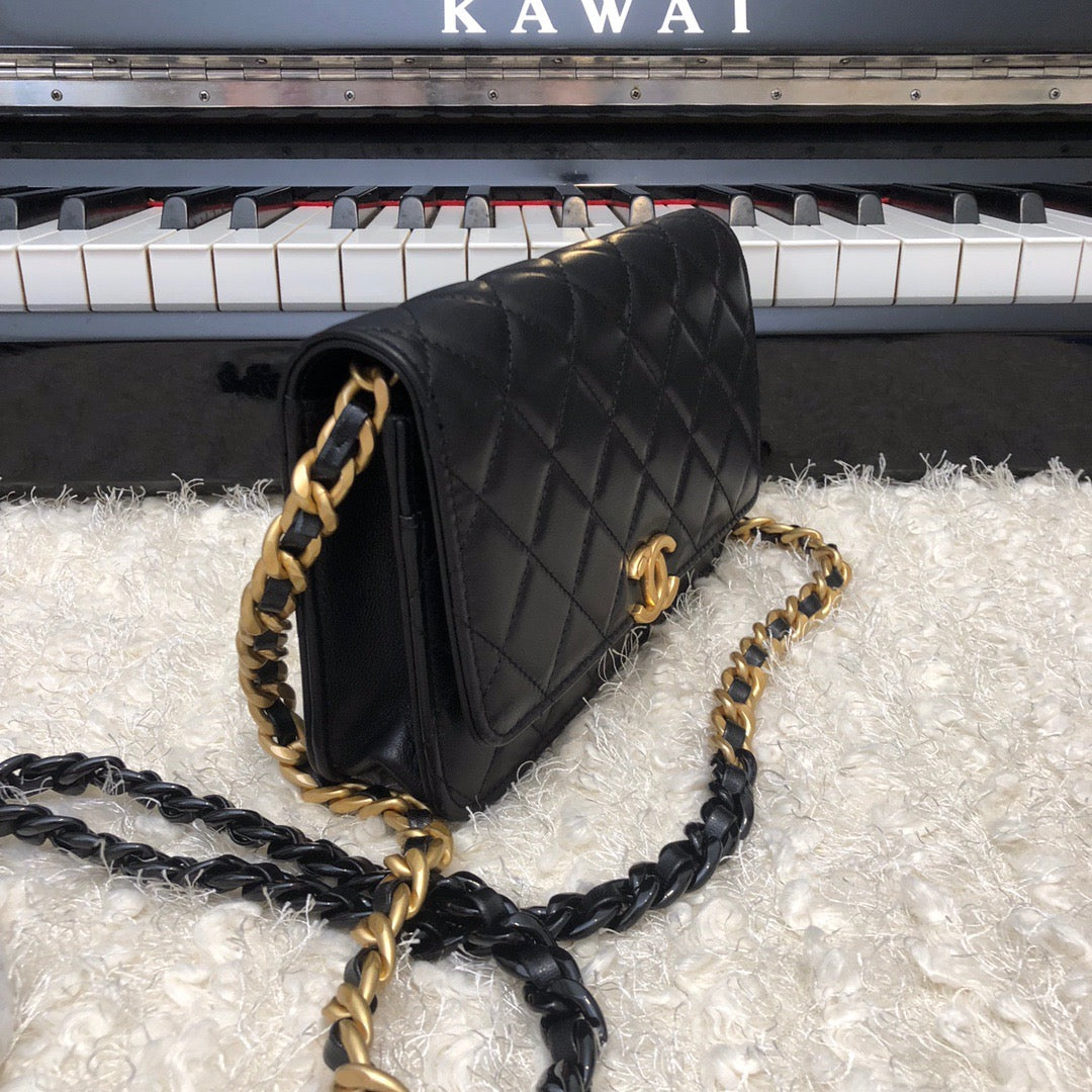 CHL - Original Small Classic Flap Bag Gold Hardware Black For Women Handbags, Shoulder Bags 7.5in/19LO AP33814