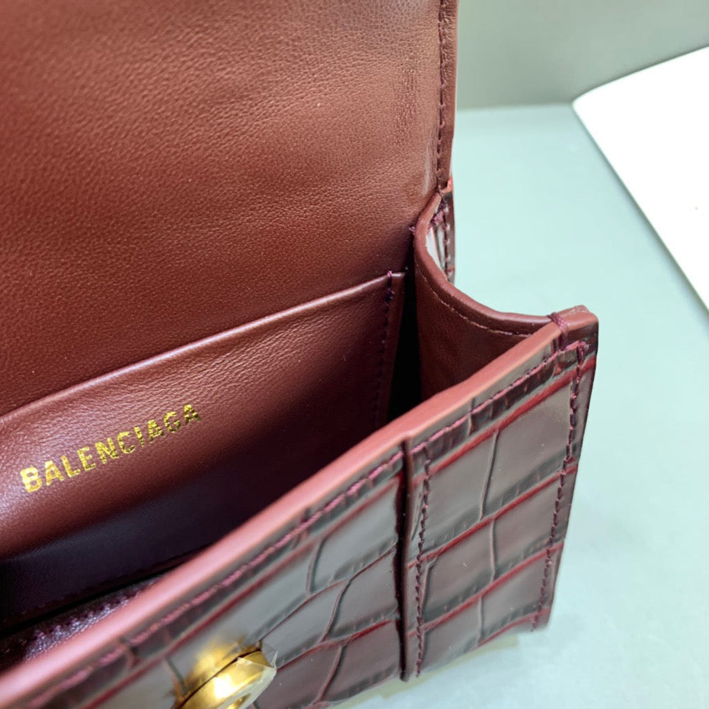 BLN-Ciaga Hourglass Mini Handbag With Chain In Dark Red, For Women,  Bags 4.7in/12LO