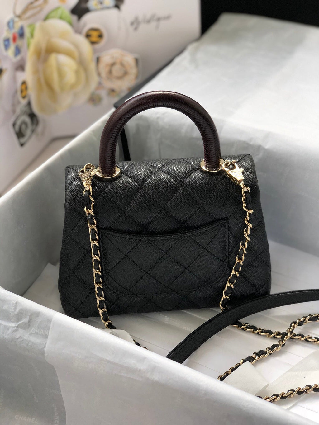 CHL -  Classic Mini Flapbag Top Handle Black For Women 7.5in/19LO