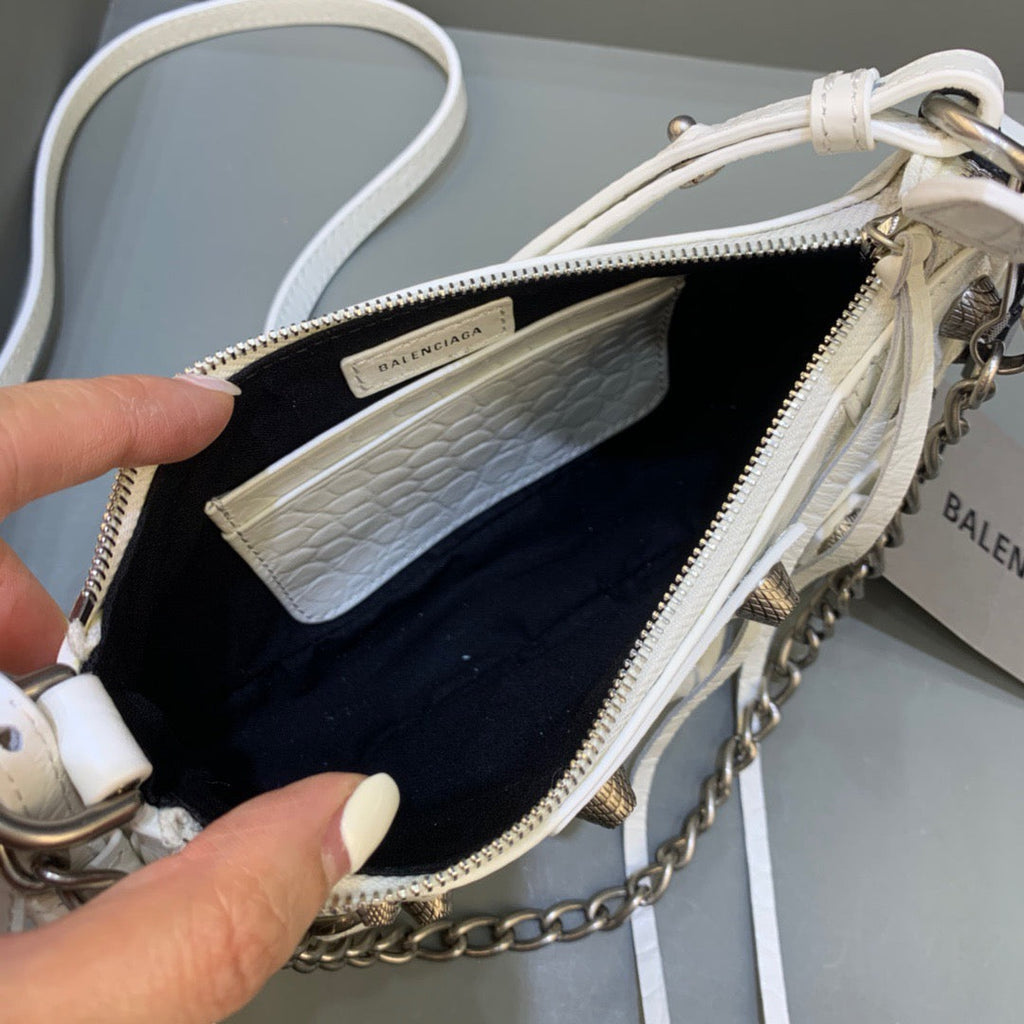 BLN-Ciaga Le Cagole Mini Bag With Chain In White, For Women,  Bags 8.2in/21LO