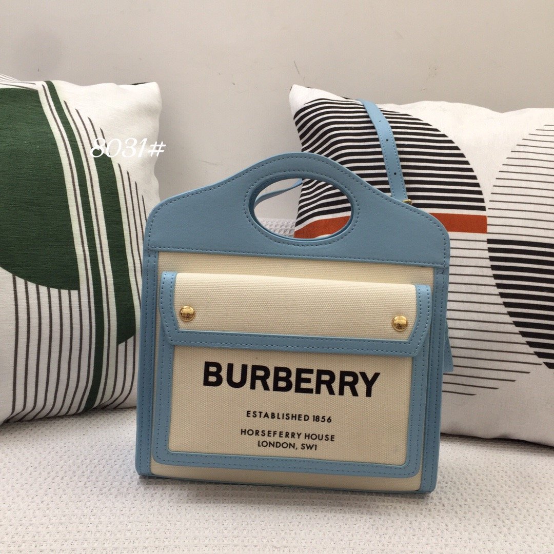 B-Berry - BB  Mini Two-tone Canvas And Pocket Bag Blue For Women, Bags 10.4in/26.5LO 80434931
