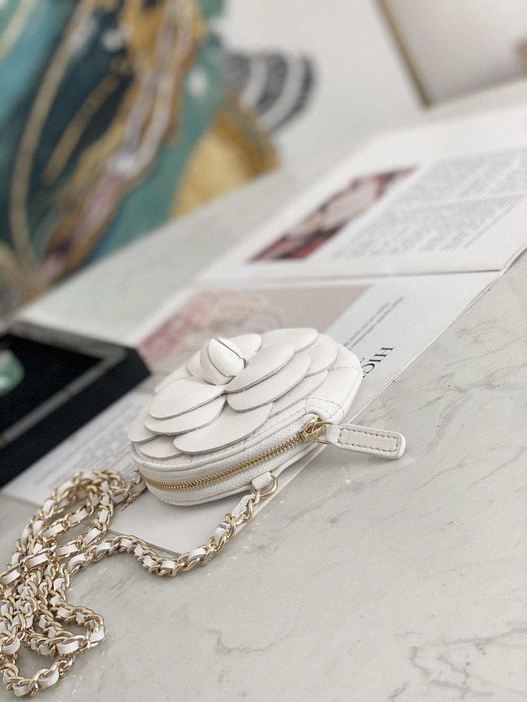 CHL -  Camellia Clutch With Chain White Bag For Women 11LO/4in
