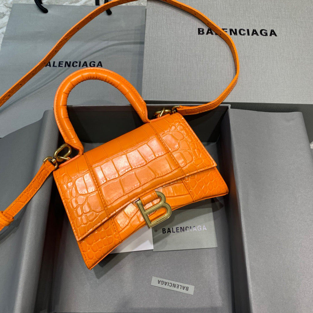 BLN-Ciaga Hourglass XS Handbag In Orange, For Women,  Bags 7.4in/19LO
