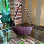 B-VENETA Half Moon Barro Muse Brass Nappa Intrecciato Shoulder Bag