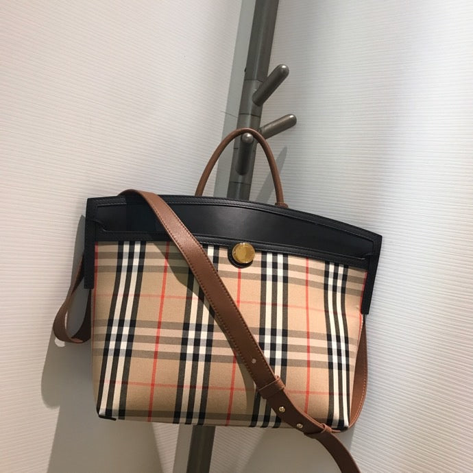 B-Berry - BB  Small  Check Society Top Handle Bag For Women, Bags 14.6in/37LO