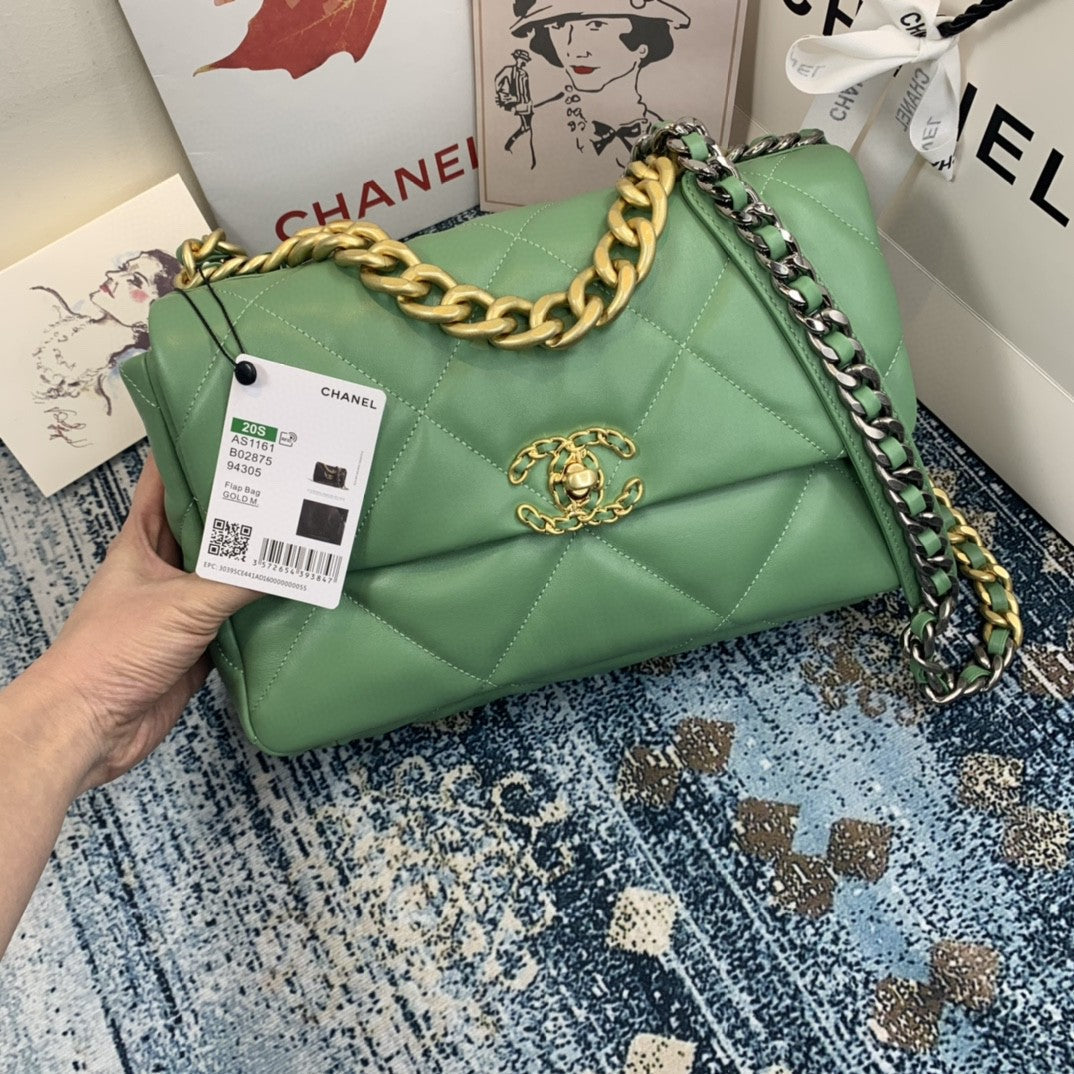 CHL -  19 Flap Bag Gold Hardware Green For Women Handbags, Shoulder Bags 10.2in/26LO AS1160
