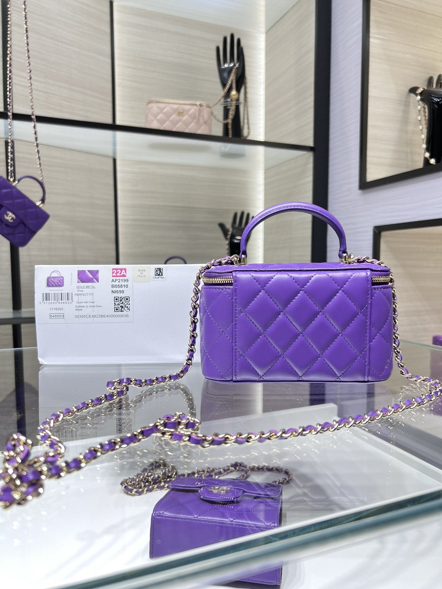 CHL - Vanity With Chain SilLusso Official - Hardware Purple For Women Handbags, Shoulder Bags 6.7in/17LO