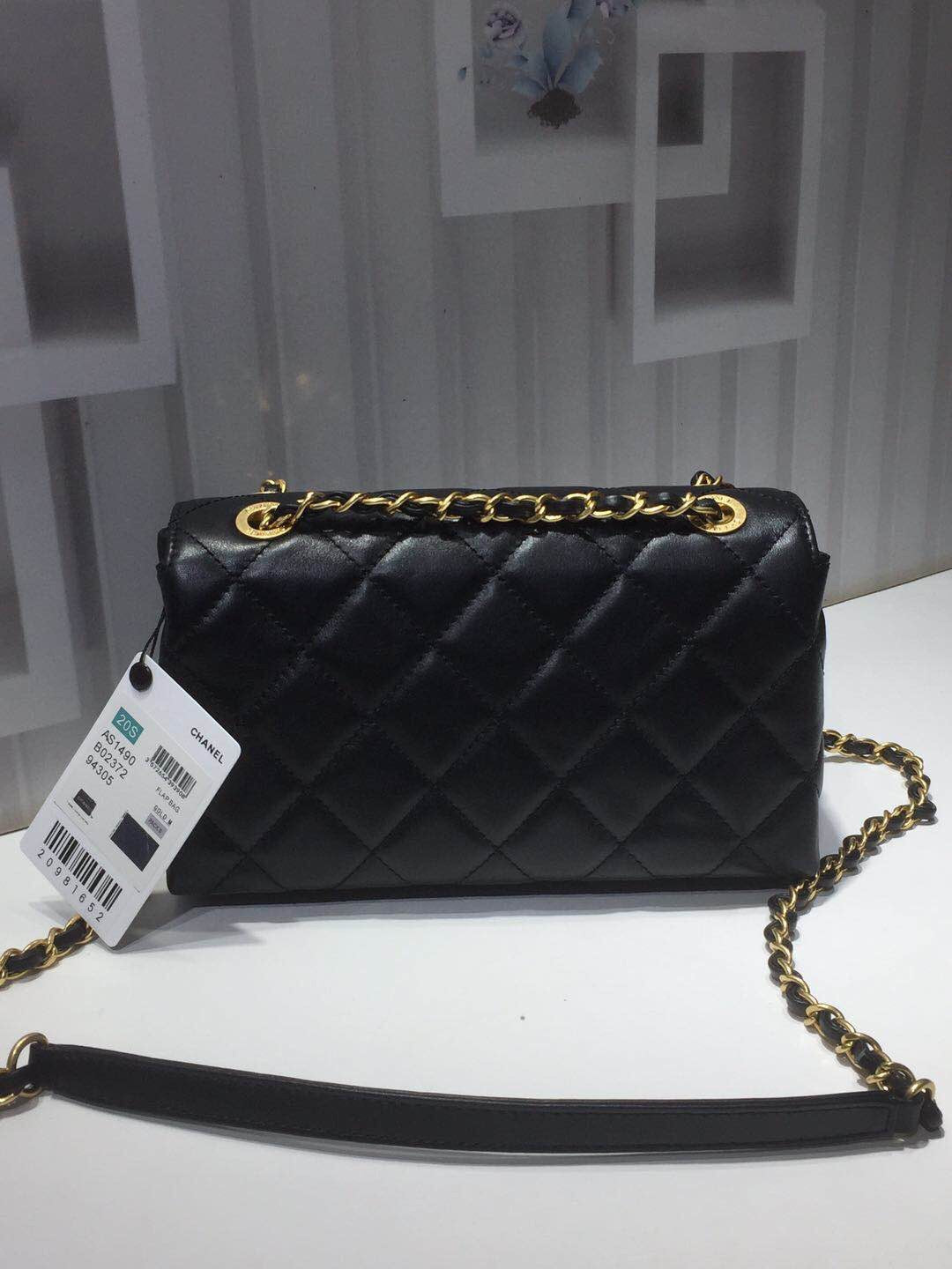 CHL - Front Logo Small Flap Bag Gold Hardware Black For Women Handbags, Shoulder Bags 8.2in/21LOAS1490