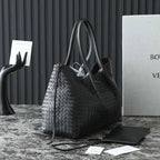 BV Pinacoteca Bag 43cm Black Intrecciato Calfskin & Suede