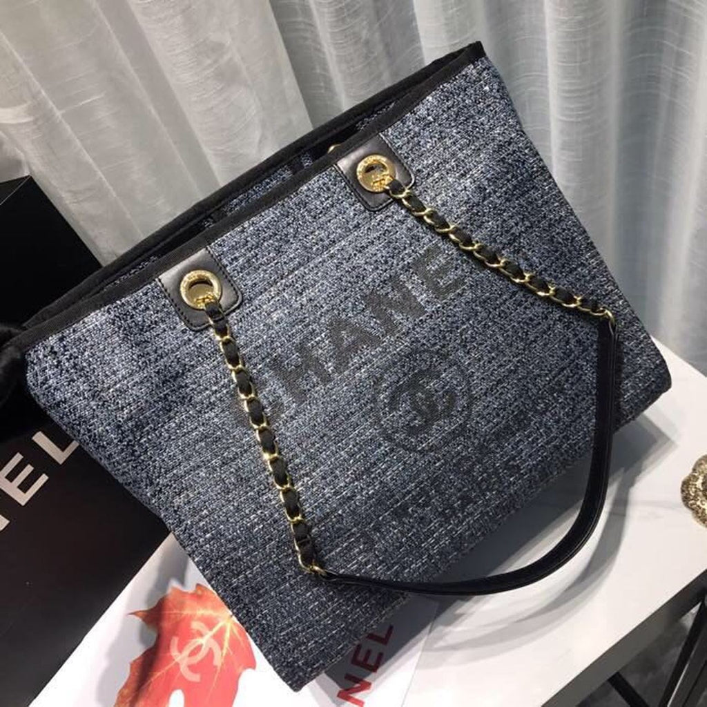CHL -  Deauville Chain Shoulder Tote Bag Dark Grey For Women Handbags, Shoulder Bags 13.3in/34LO A66939