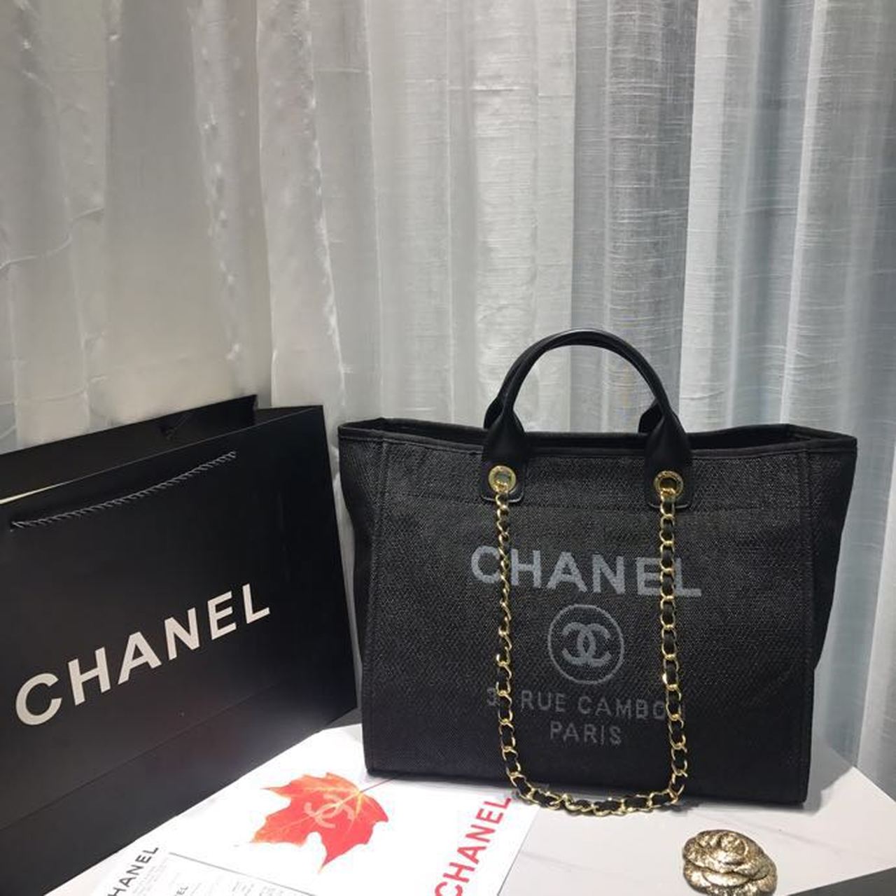 CHL -  Deauville Tote Canvas Bag Black/Grey/Multi For Women 14.9in/38LO