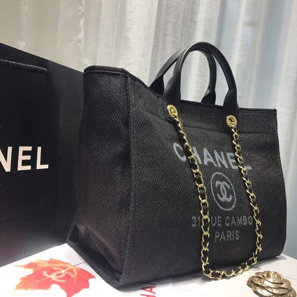 CHL -  Deauville Tote Canvas Bag Black/Grey/Multi For Women 14.9in/38LO
