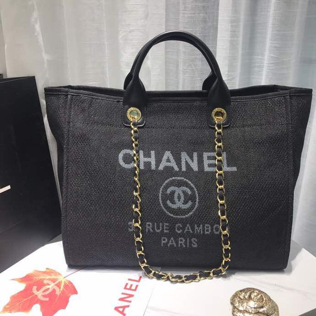 CHL -  Deauville Tote Canvas Bag Black/Grey/Multi For Women 14.9in/38LO