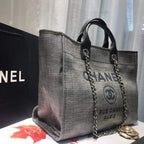 CHL -  Deauville Tote Tweed Canvas Bag Fall/Winter Collection, Light Grey/ Dark Grey For Women 15in/38LO