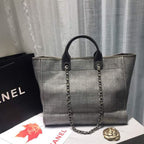 CHL -  Deauville Tote Tweed Canvas Bag Fall/Winter Collection, Light Grey/ Dark Grey For Women 15in/38LO