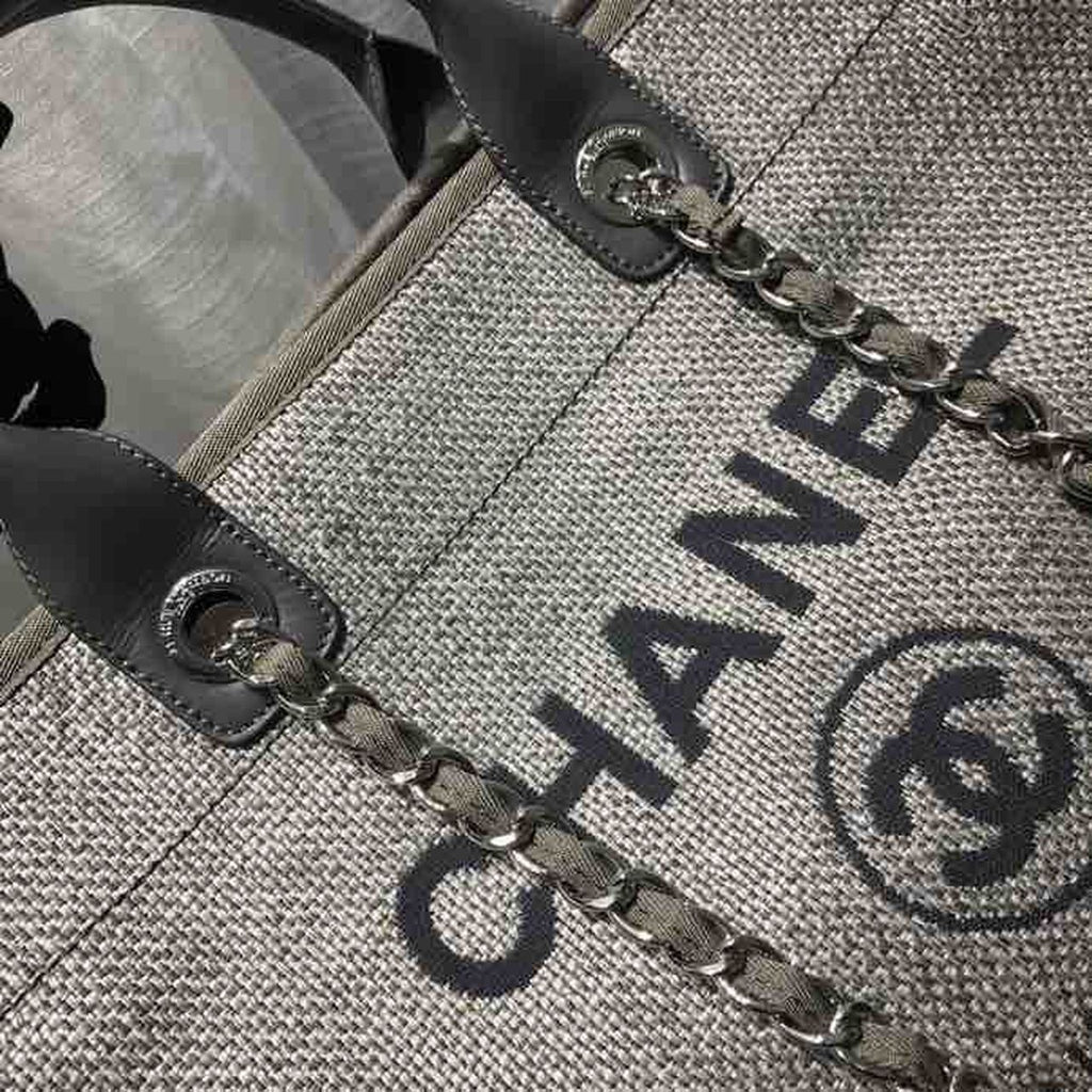 CHL -  Deauville Tote Tweed Canvas Bag Fall/Winter Collection, Light Grey/ Dark Grey For Women 15in/38LO