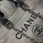 CHL -  Deauville Tote Tweed Canvas Bag Fall/Winter Collection, Light Grey/ Dark Grey For Women 15in/38LO
