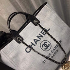 CHL -  Deauville Tote Canvas Bag Light Grey For Women Handbags, Shoulder Bags 15in/38LO A66941