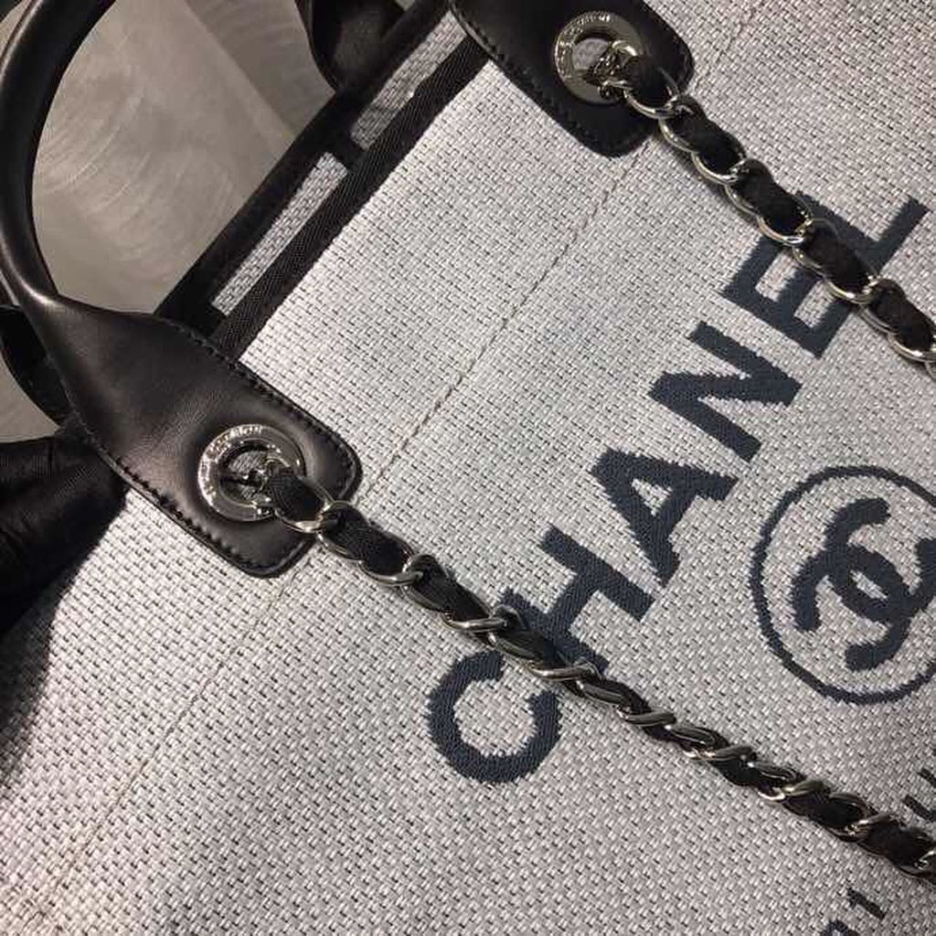 CHL -  Deauville Tote Canvas Bag Light Grey For Women Handbags, Shoulder Bags 15in/38LO A66941