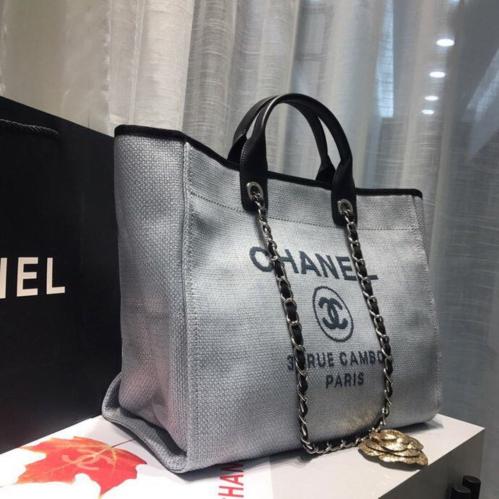 CHL -  Deauville Tote Canvas Bag Light Grey For Women Handbags, Shoulder Bags 15in/38LO A66941