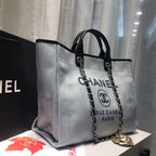 CHL -  Deauville Tote Canvas Bag Light Grey For Women Handbags, Shoulder Bags 15in/38LO A66941